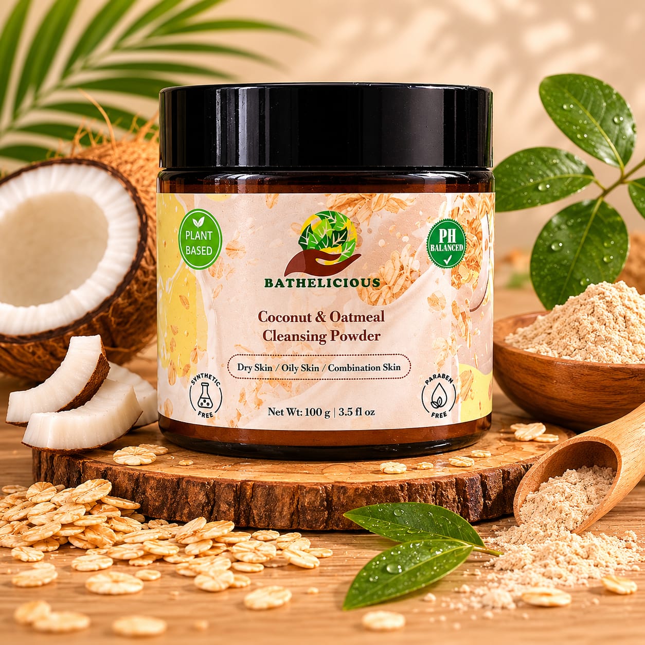 Coconut and Oatmeal Cleansing Powder for Face/Body/Hair